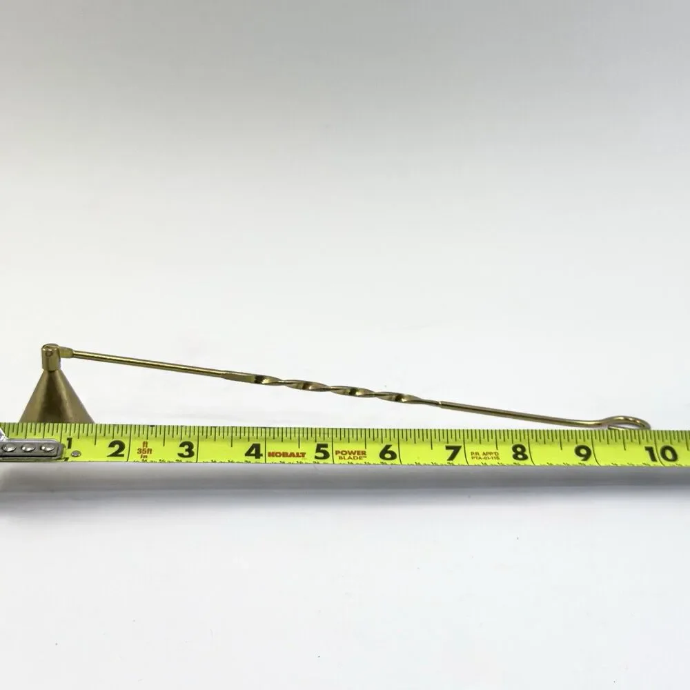 Vtg 11” Brass Twisted Handle Cone Shape Candle Flame Snuffer Extinguisher Rustic - Picture 4 of 4